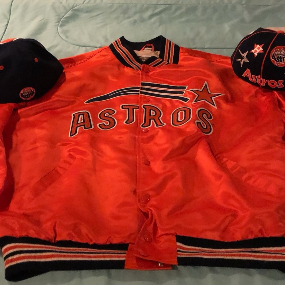 2XL MITCHELL & NESS SATIN HOUSTON ASTROS VINTAGE JACKET (💯AUTHENTIC)!!!